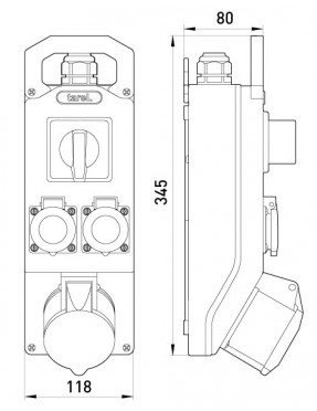 Монтажний набір, вим L-0-P 16А 3Р+N+Z 400V 2x16 2P+Z 250V