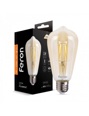 Світлодіодна лампа Feron Filament LB-764 4Вт E27 2700K EDISON ST64 золото