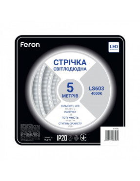 Світлодіодна стрічка Feron SANAN LS603 60SMD/м 12V IP20 4000К