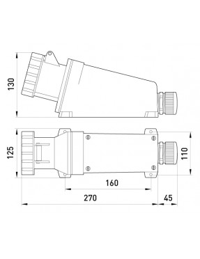 Силова розетка стаціонарна e.socket.pro.3.63, 3п., 230В, IP 67, 63А (133)