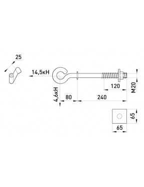 Наскрізний гак e.through.hook.pro.240.20, 240мм, М20