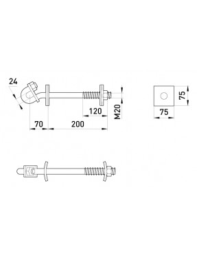 Наскрізний гак e.through.hook.pro.250.20.s, 200мм, М20 із запобіжною пластиною