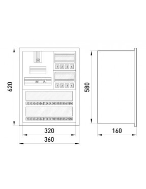 Корпус e.mbox.stand.w.f3.36.z металевий, під 3-ф. лічильник, 36 мод., що вбудовується, з замком