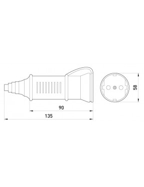 Силова розетка переносна e.socket.pro.2.16, 2п., 230В, 16А (212)