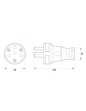 Силова вилка переносна каучукова e.plug.rubber.030.25, 4п. 25А