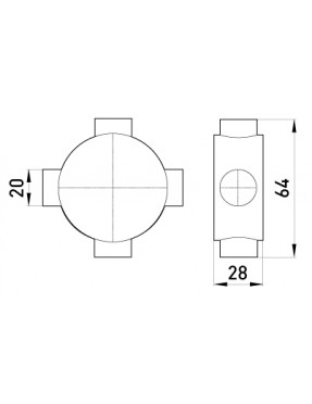 Коробка e.pipe.4.db.stand.20 з'єднувальна трубна, 4 вводи, d20мм