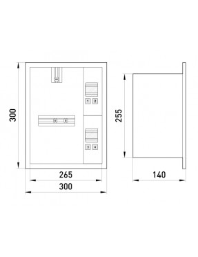 Корпус e.mbox.stand.w.f1.04.z металевий, під 1-ф. лічильник, 4 мод., що вбудовується, з замком