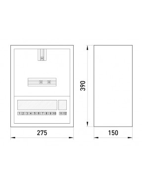 Корпус e.mbox.stand.n.f1.12.z металевий, під 1-ф. лічильник, 12 мод., навісний, з замком