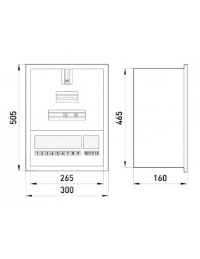 Корпус e.mbox.stand.w.f3.12.z металевий, під 3-ф. лічильник, 12 мод., що вбудовується, з замком