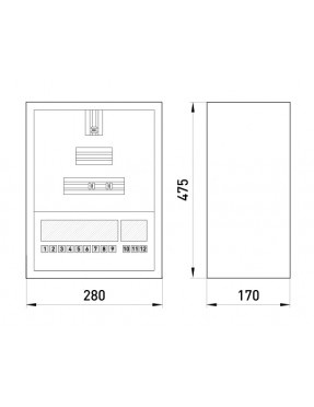 Корпус e.mbox.stand.n.f3.12.z металевий, під 3-ф. лічильник, 12 мод., навісний, з замком
