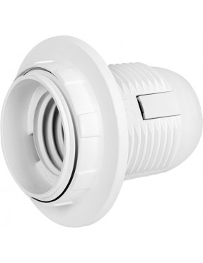 Патрон пластиковий e.lamp socket with nut.E27.pl.white, Е27 з гайкою, білий