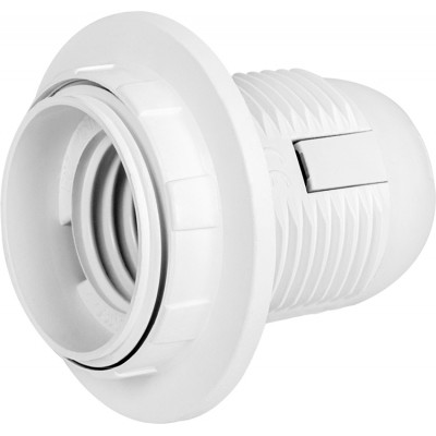 Патрон пластиковий e.lamp socket with nut.E27.pl.white, Е27 з гайкою, білий