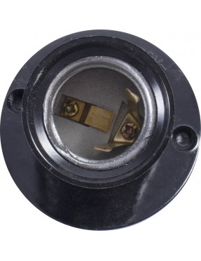 Патрон бакелітовий e.lamp socket wall skew side.E27.bk.black, настінний, Е27, зміщений, чорний