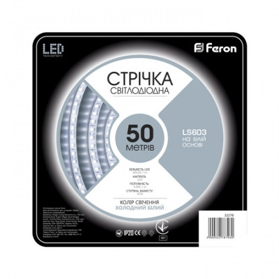 Світлодіодна стрічка Feron SANAN LS603 60SMD/м 12V IP20 білий