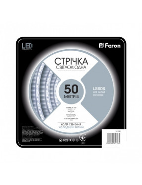 Світлодіодна стрічка Feron SANAN LS606 60SMD / м 12V IP20 50 м білий